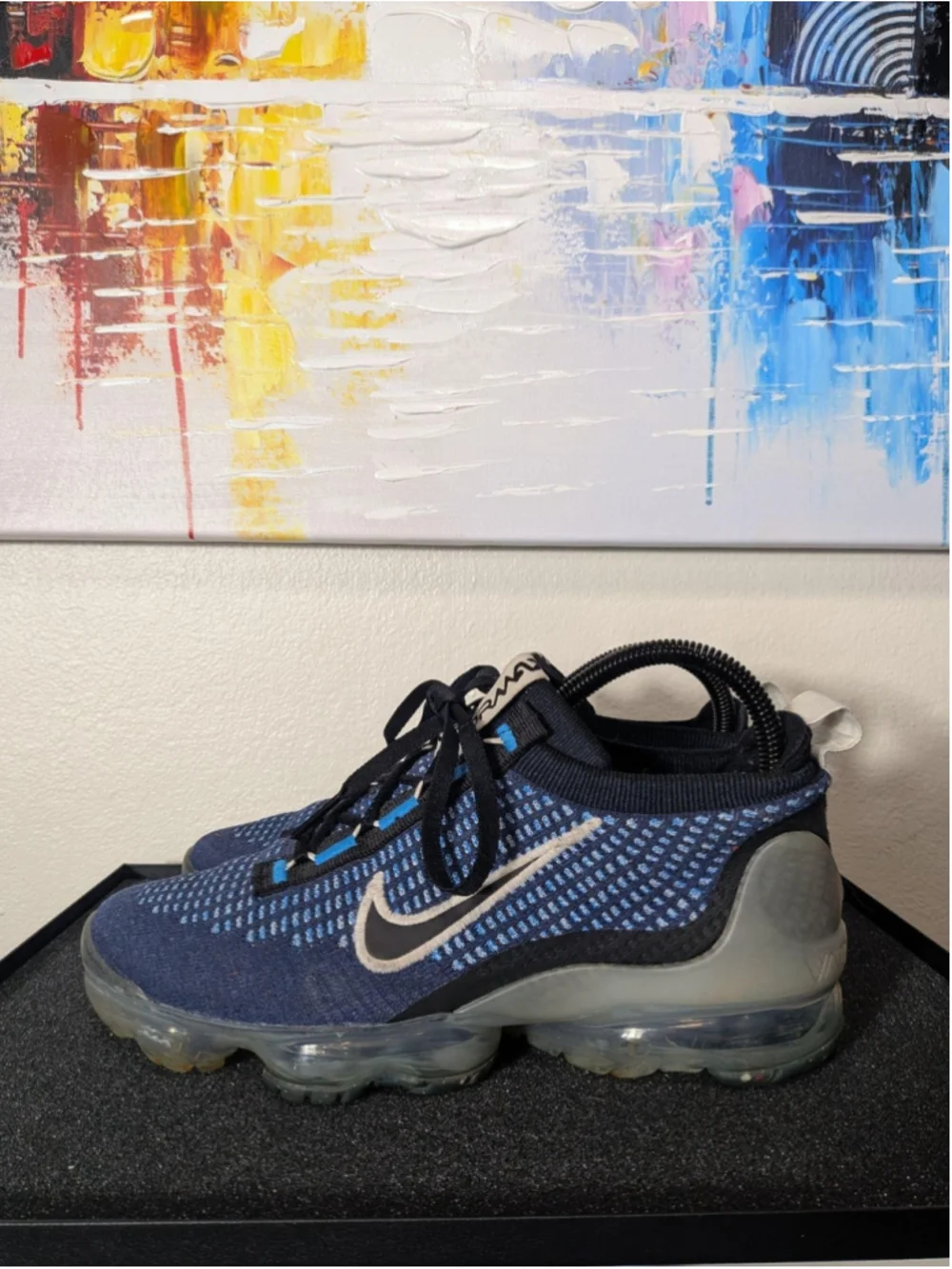 Nike Air VaporMax 2021 Flyknit Shoes Youth Size 5.5Y Blue Sneakers DZ5314-400